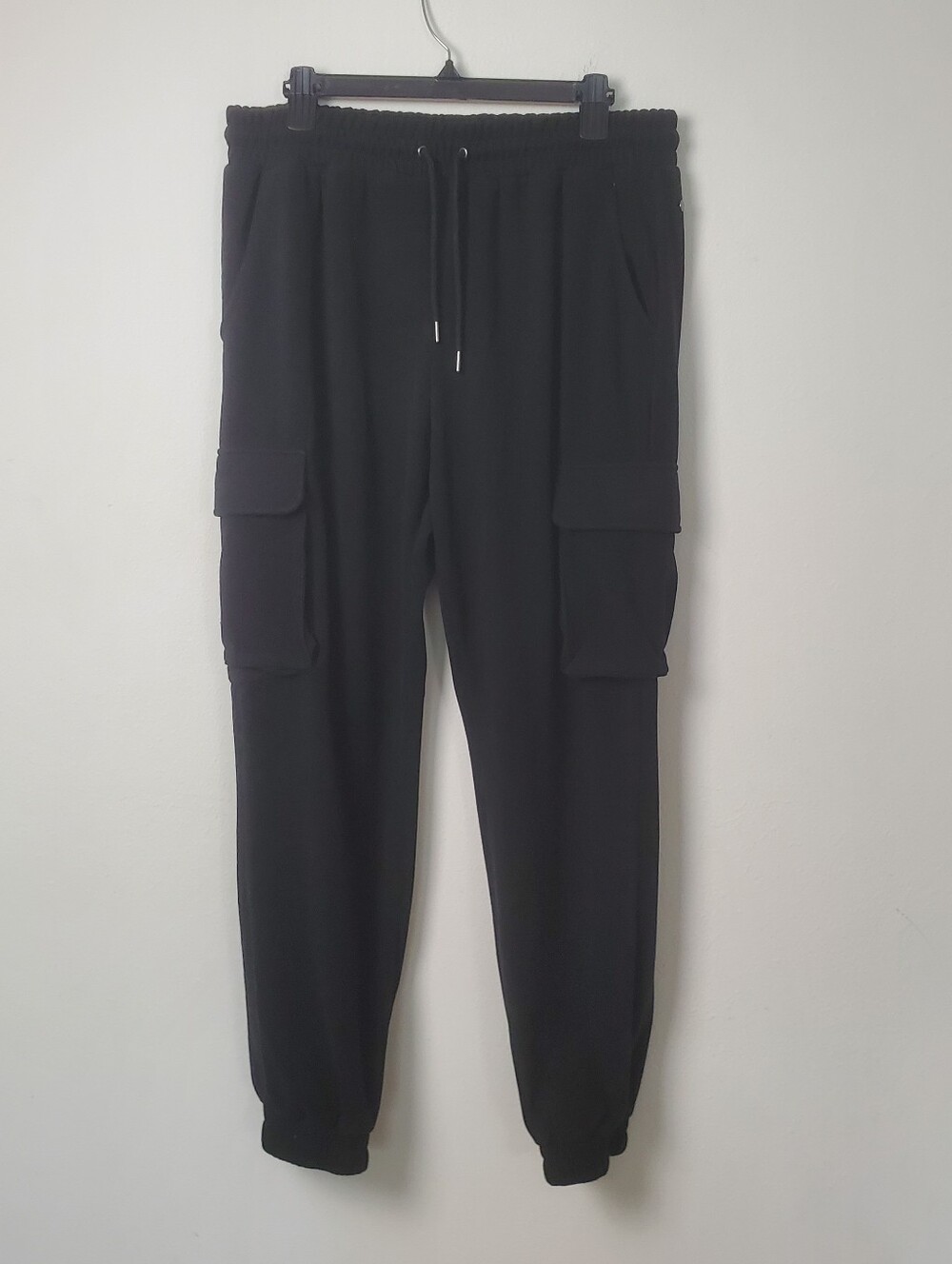 Zella Black Cargo Sweat Pants Jogger With Pockets Women's Size Large Very Soft